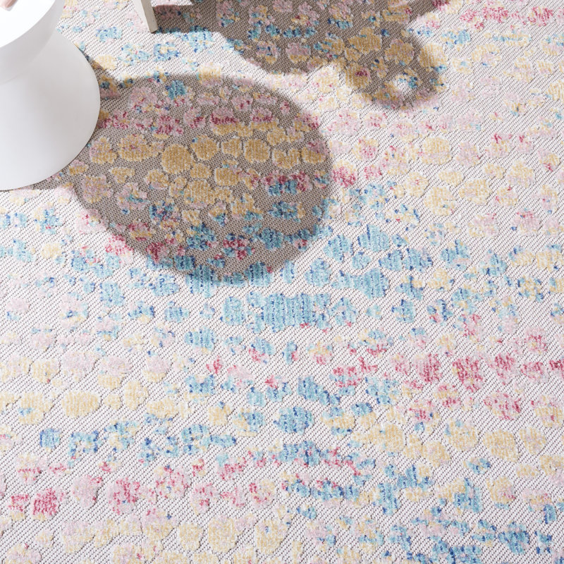 Wrought Studio Clerkin Aqua/Pink Indoor/Outdoor Rug Wayfair